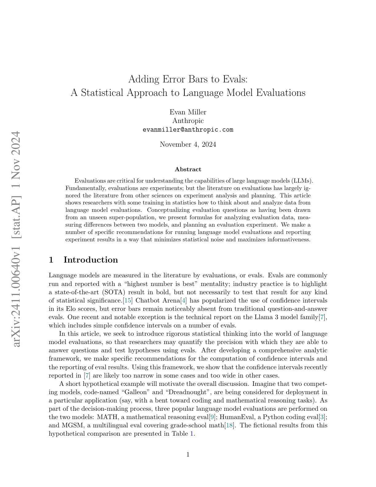 A Statistical Approach to LLM Evaluation