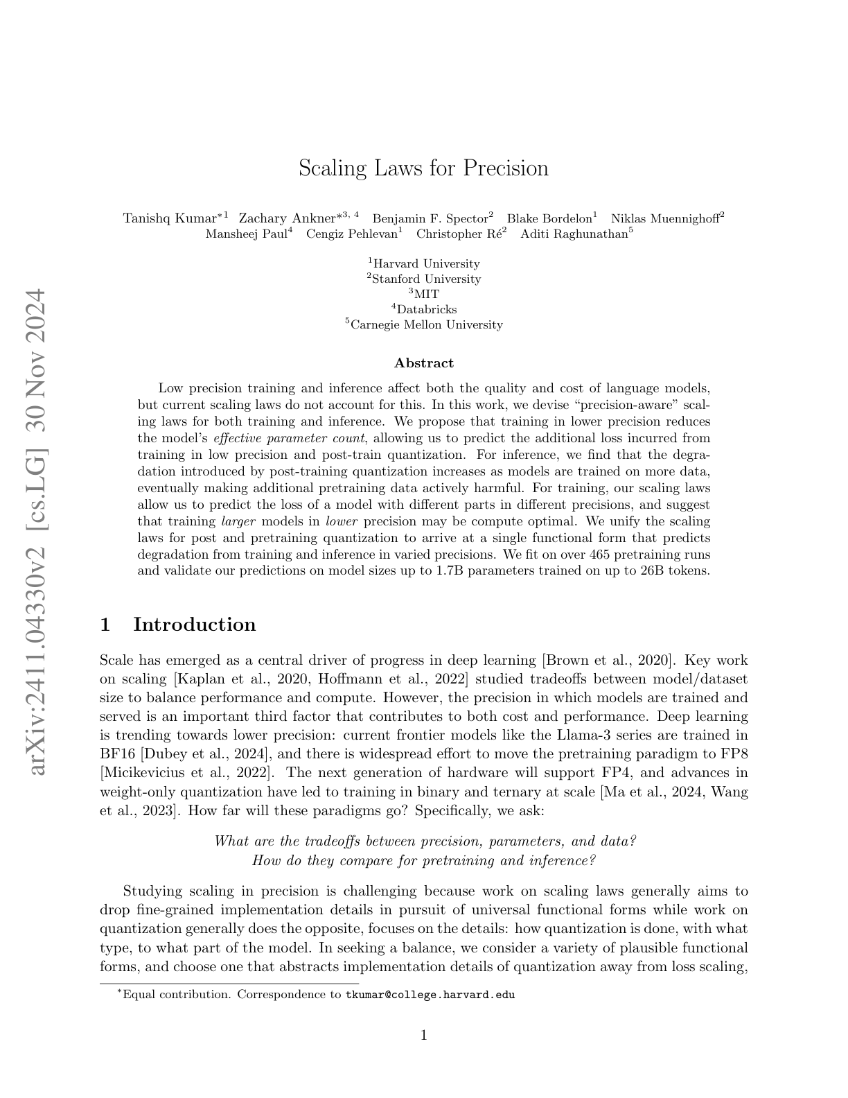 Scaling Laws for Precision