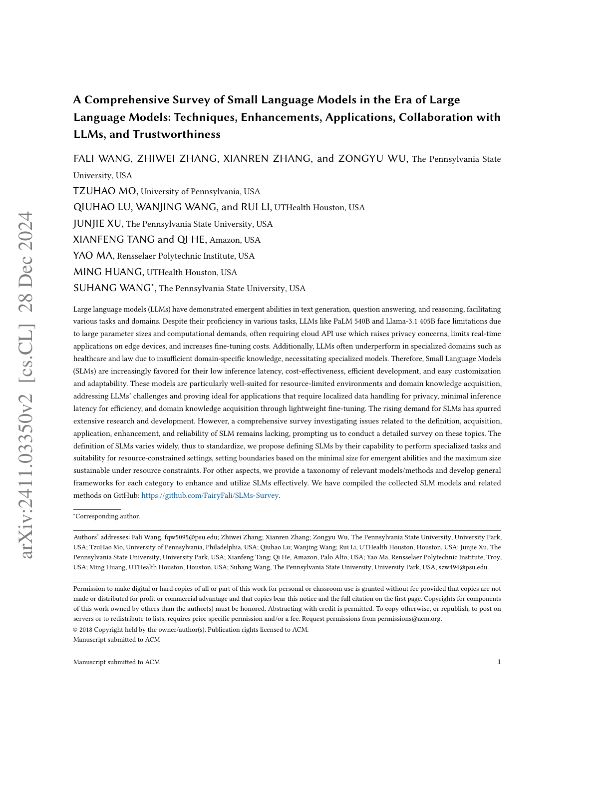 A Comprehensive Survey of Small Language Models