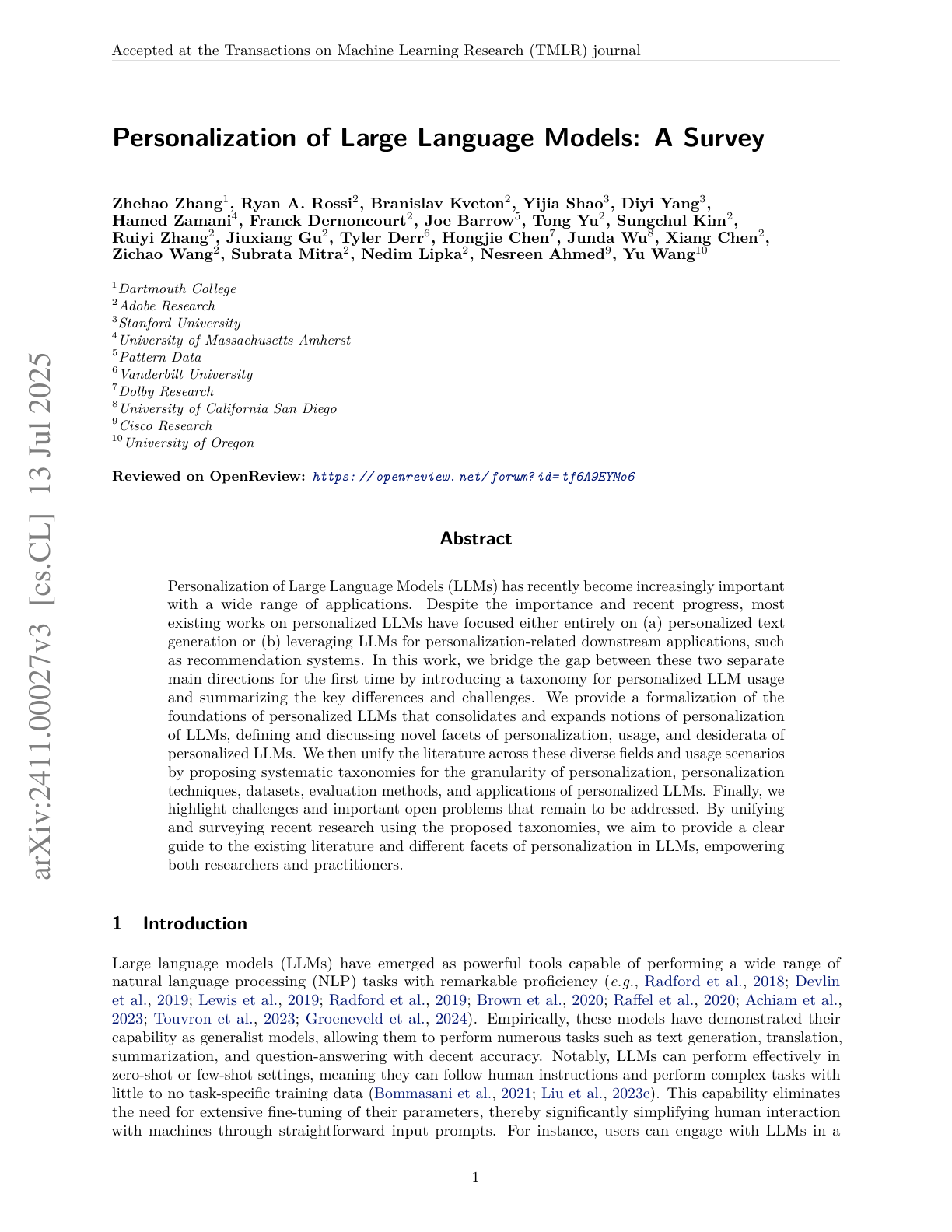 Personalization of LLMs