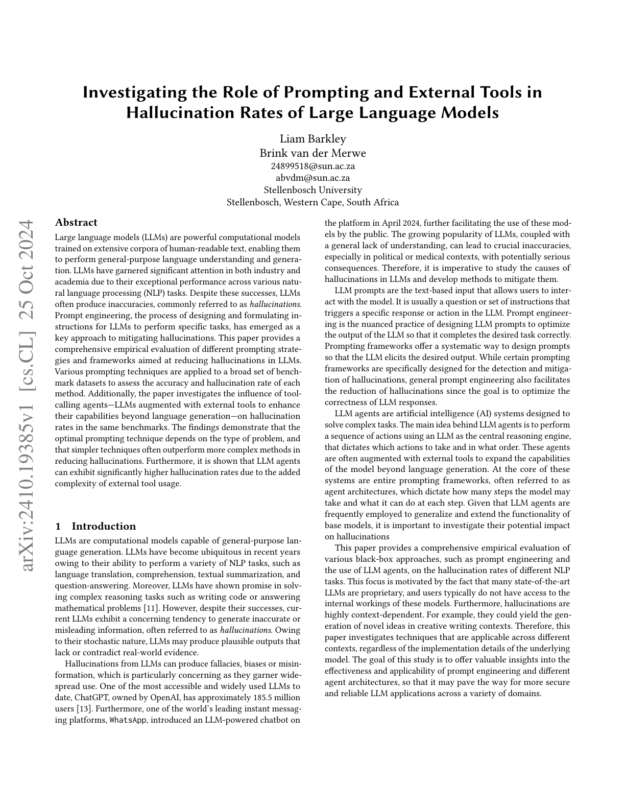 The Role of Prompting and External Tools in Hallucination Rates of LLMs