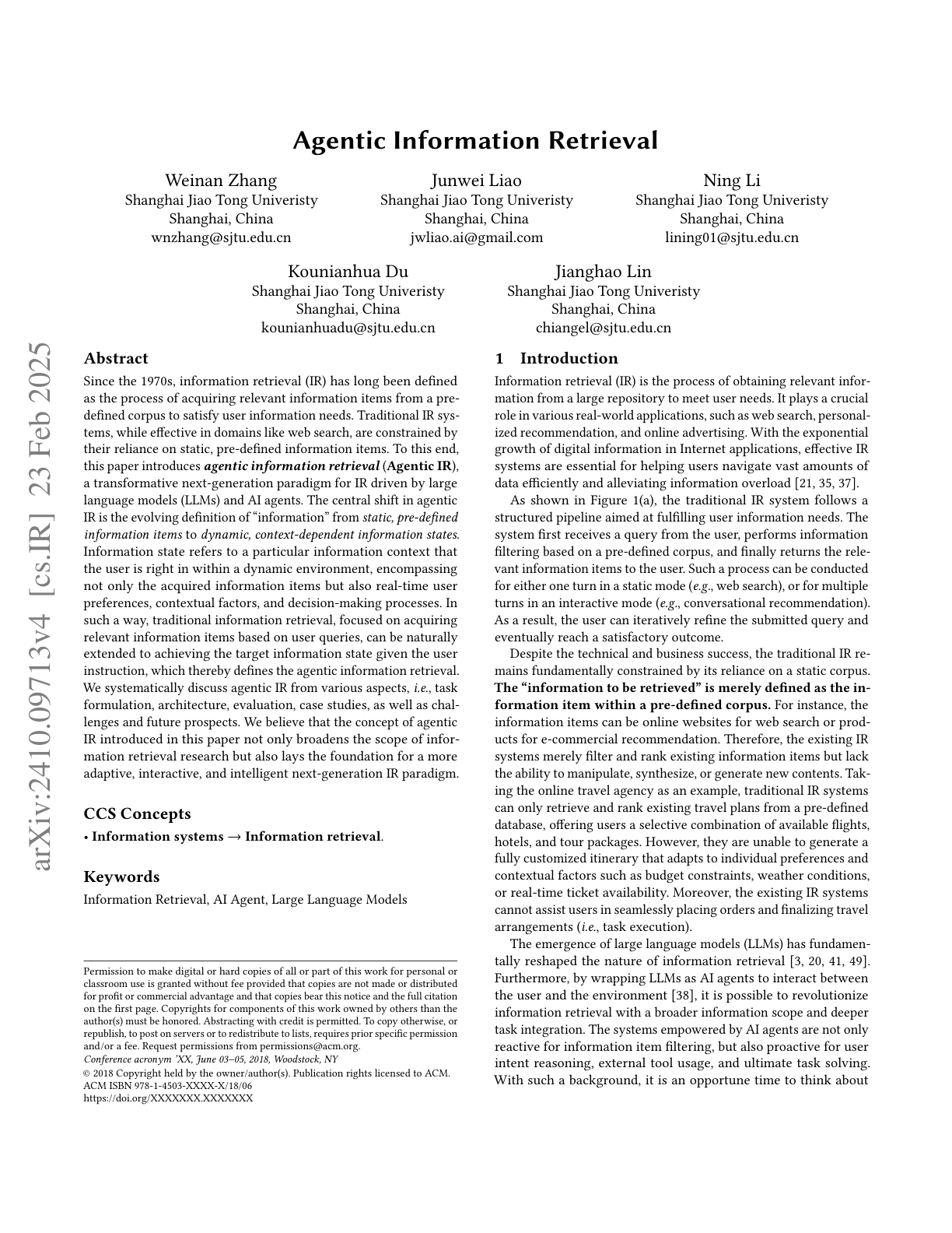 Agentic Information Retrieval