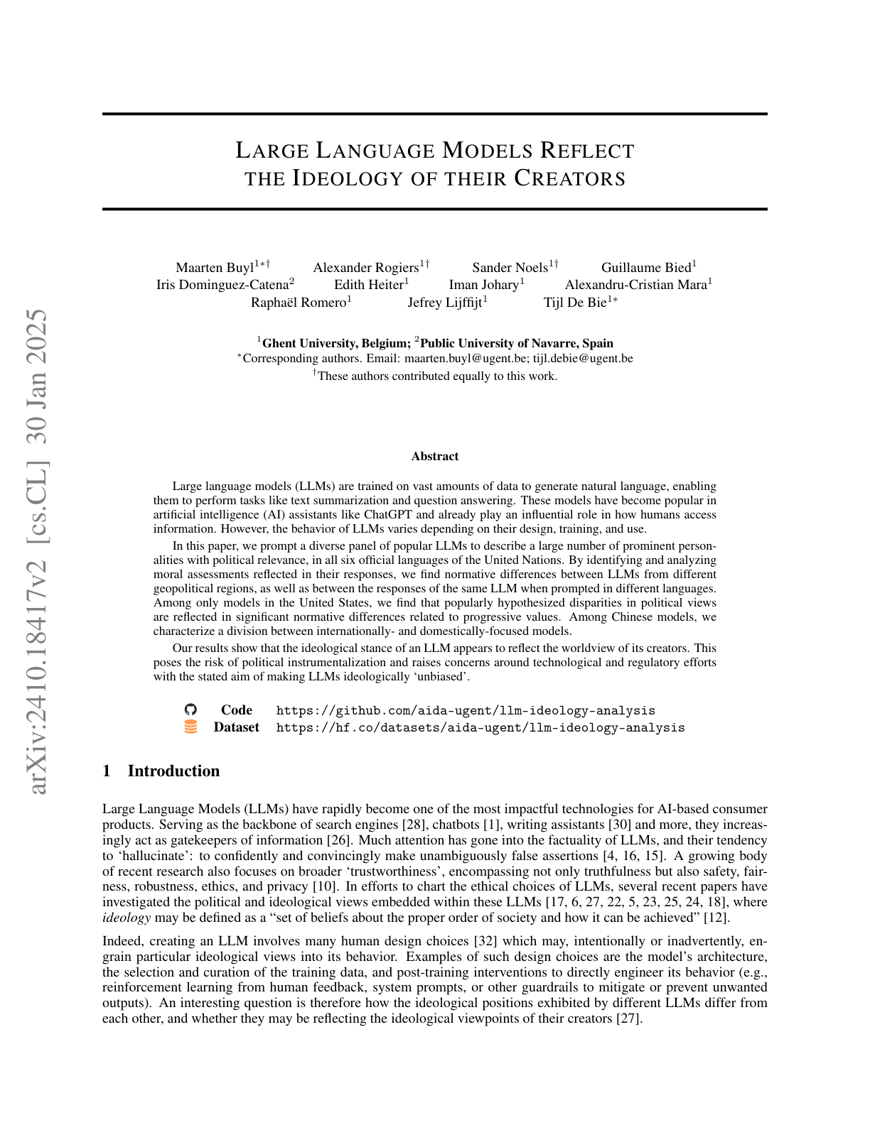 LLMs Reflect the Ideology of their Creators