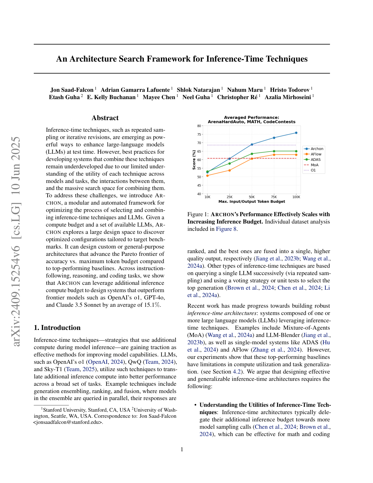 Architecture Search Framework for Inference-Time Techniques