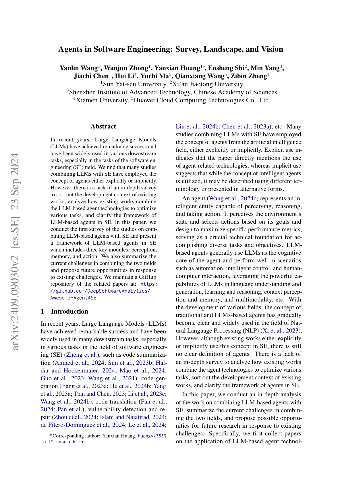 Agents in Software Engineering