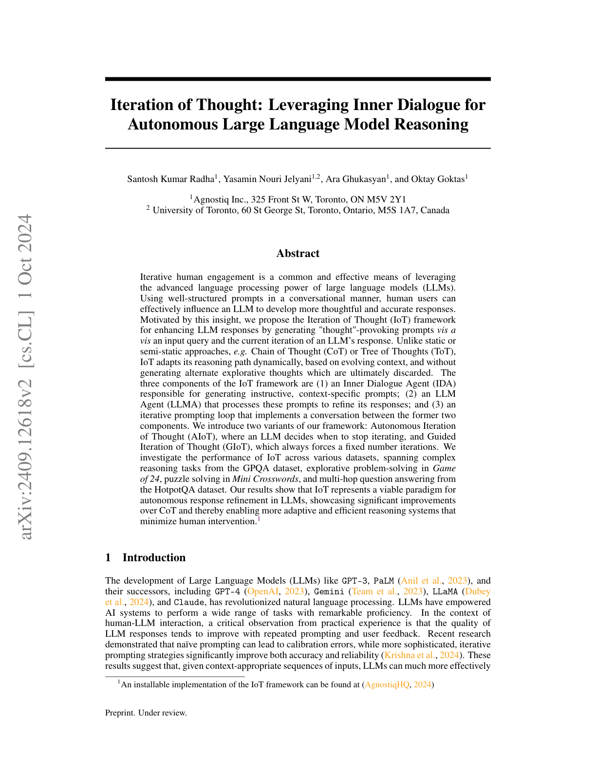 Iteration of Thought