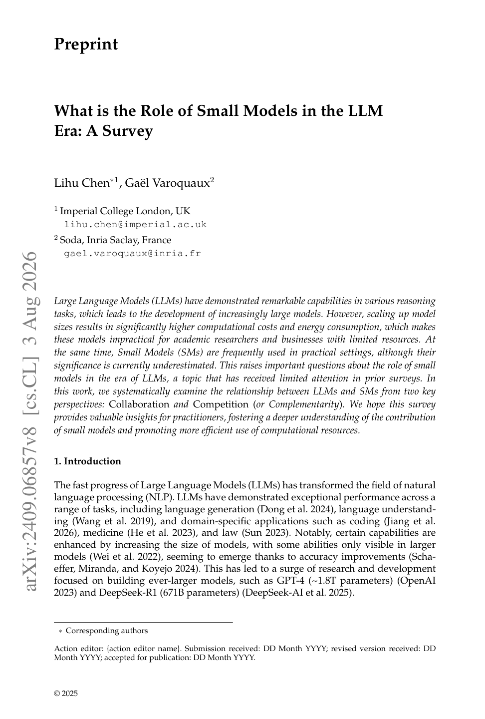 The Role of Small Language Models in the LLM Era