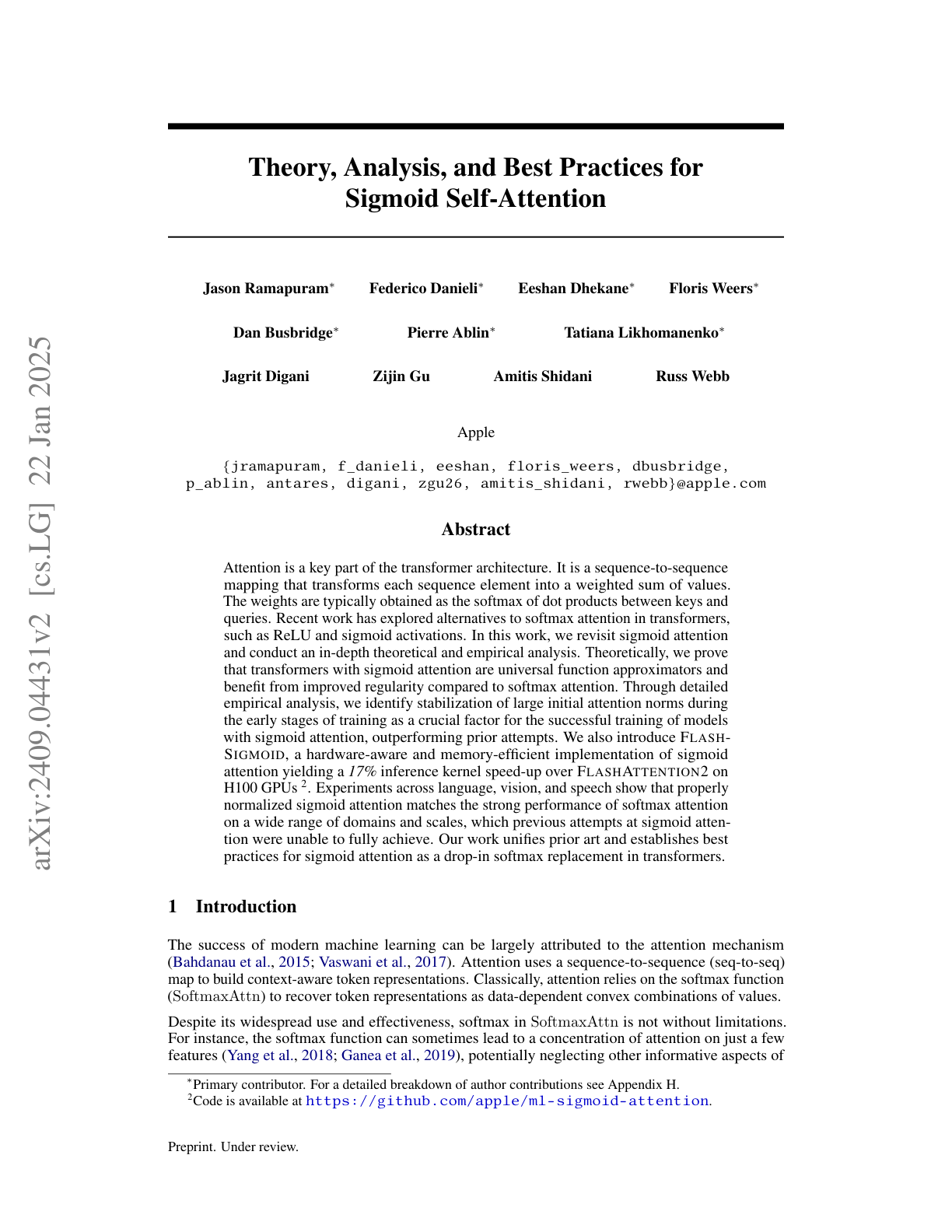 Theory, Analysis, and Best Practices for Sigmoid Self-Attention