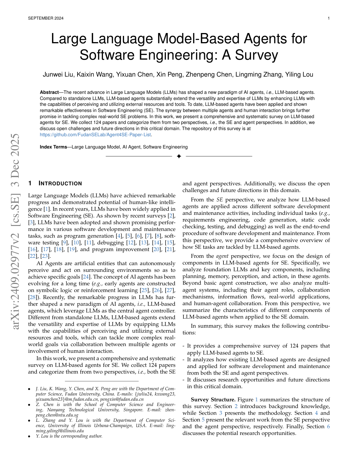 LLM-Based Agents for Software Engineering