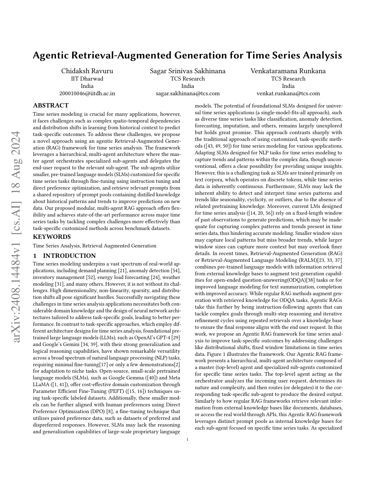 Agentic RAG for Time Series Analysis