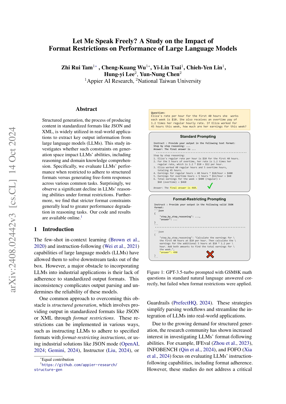 Structured Generation Limits Reasoning