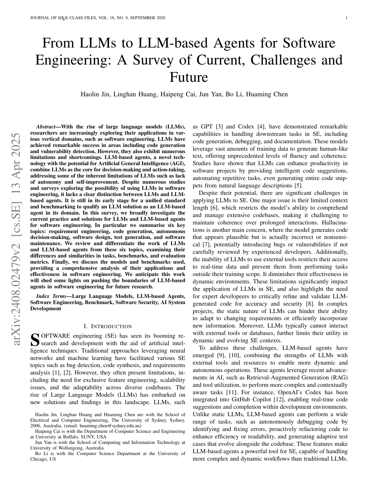 From LLMs to LLM-based Agents for Sofware Engineering