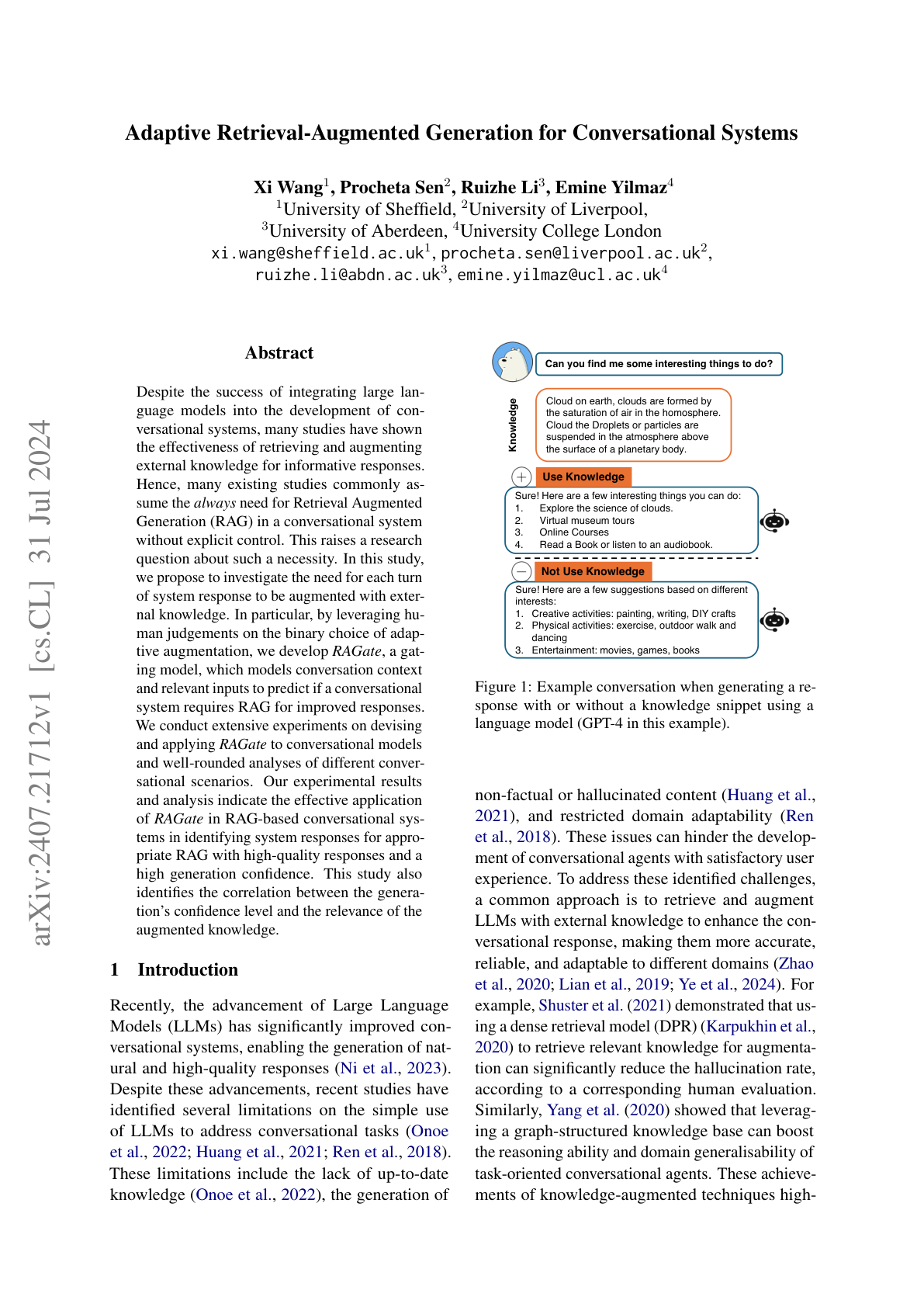 Adaptive RAG for Conversations Sytems