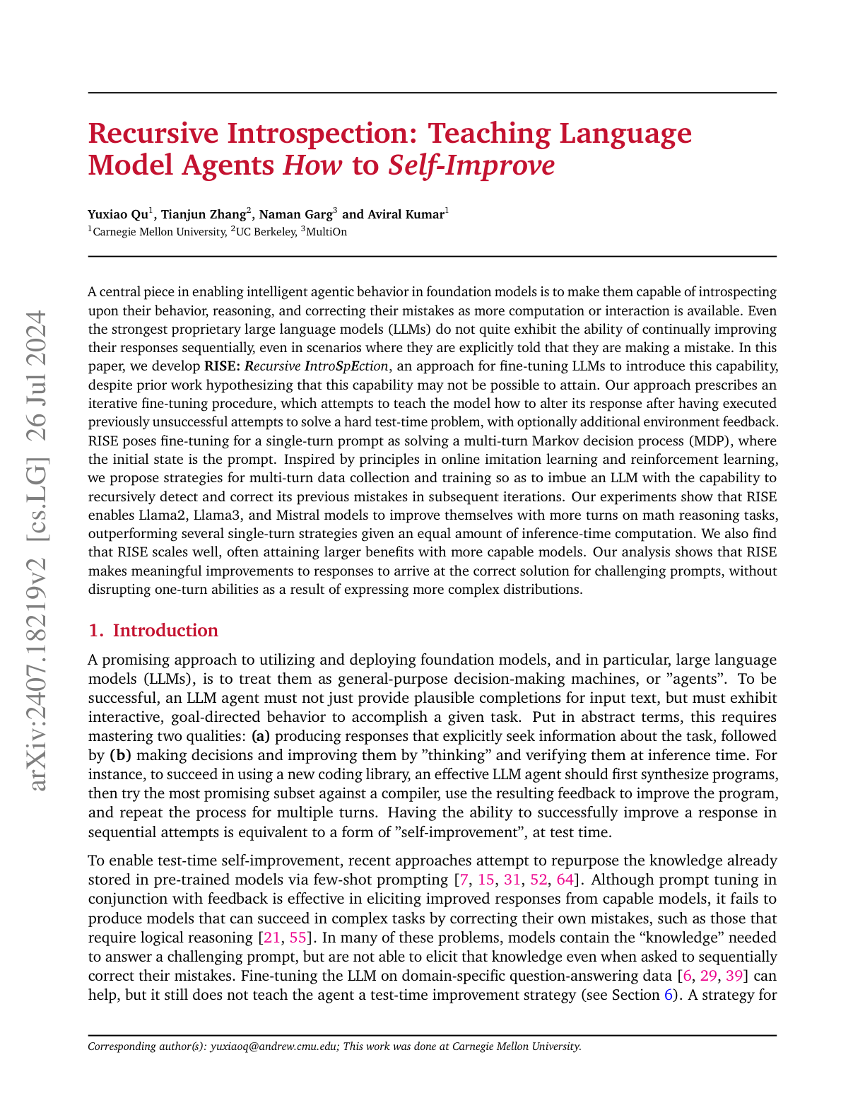 Teaching LLM Agents to Self-Improve