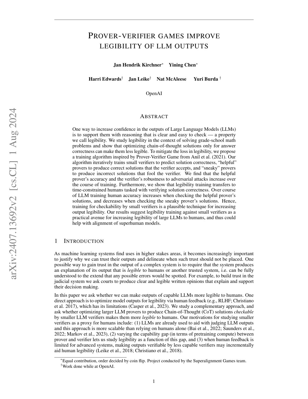 Improving Legibility of LLM Outputs