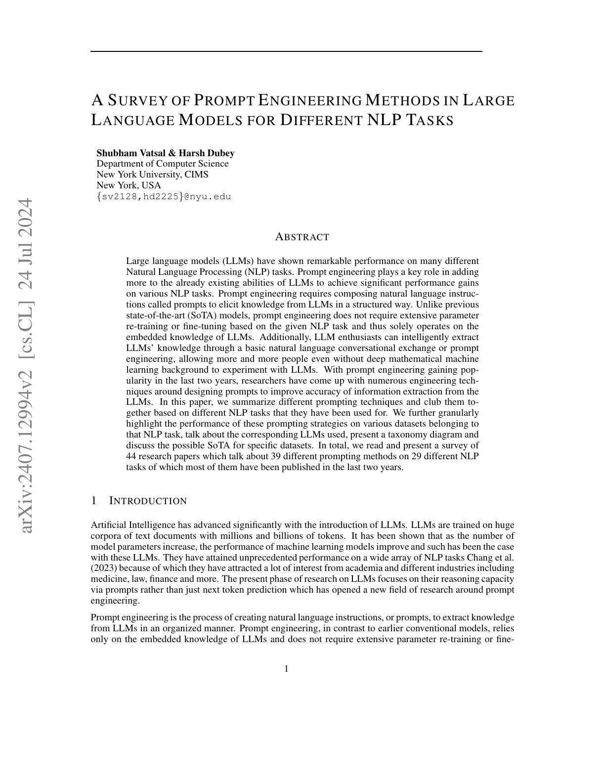 A Survey of Prompt Engineering Methods in LLMs