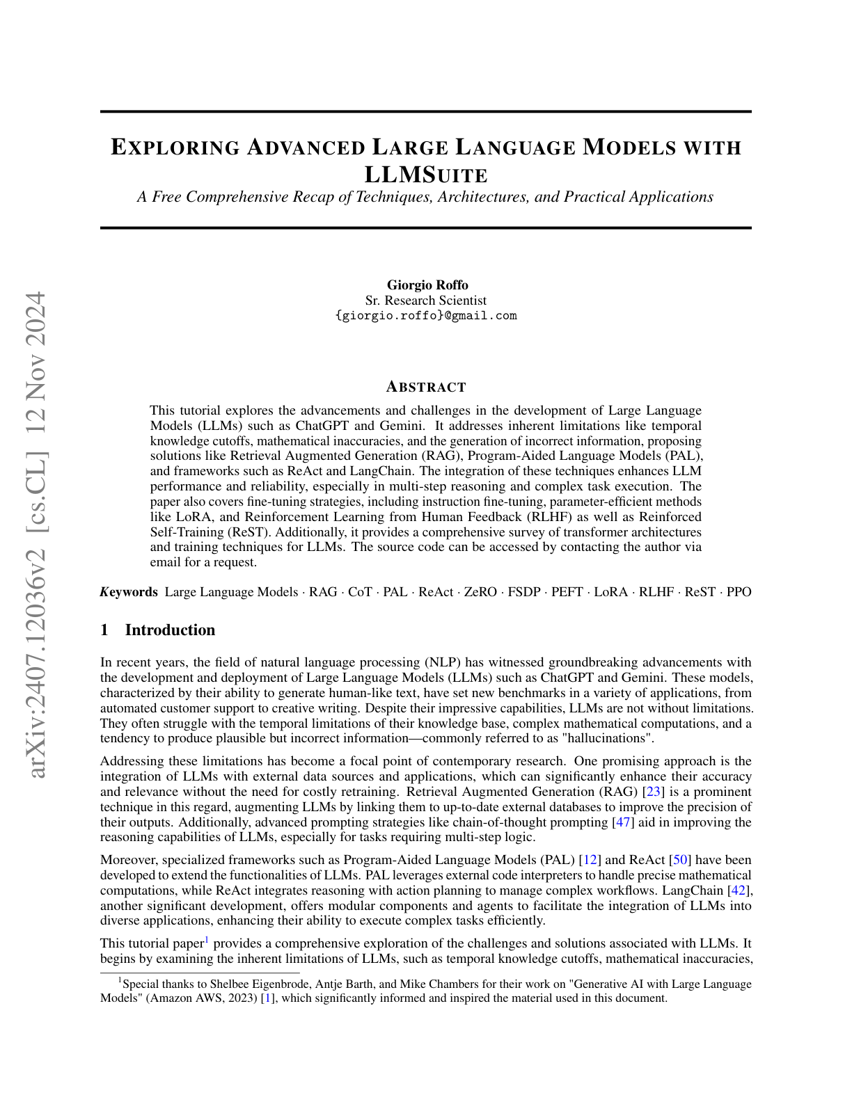 Exploring Advanced LLMs with LLMSuite