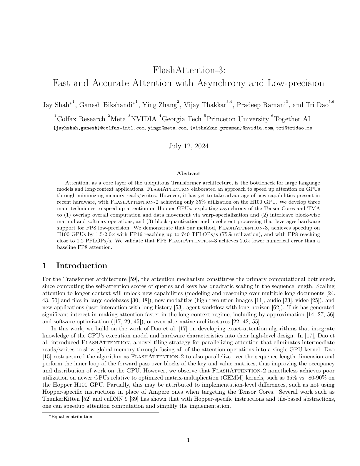 FlashAttention-3