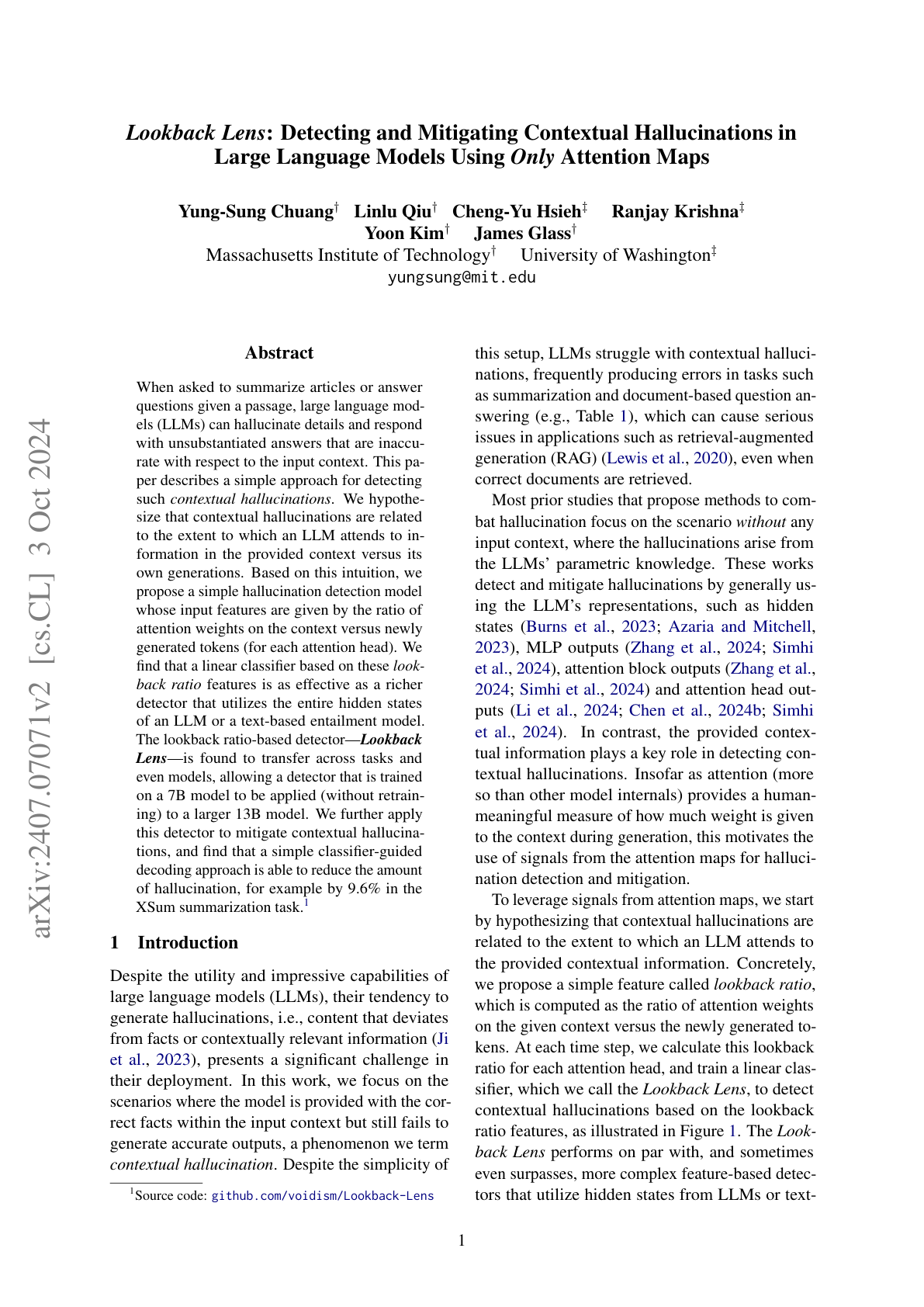 Contextual Hallucinations Mitigation in LLMs