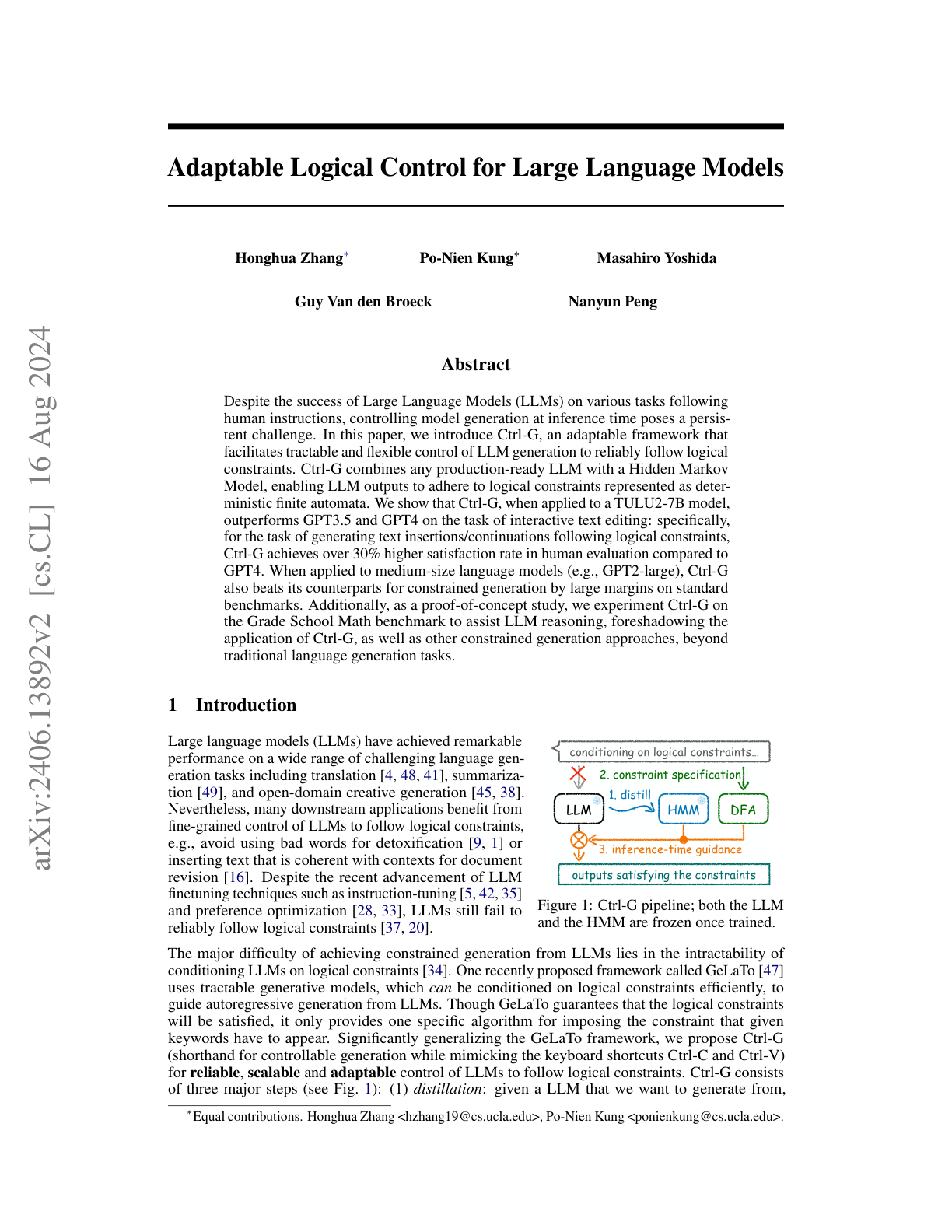 Adaptable Logical Control for LLMs