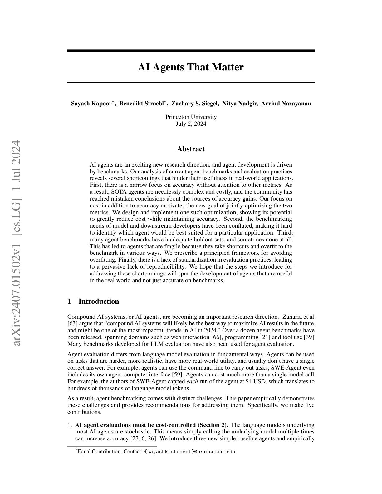 AI Agents That Matter
