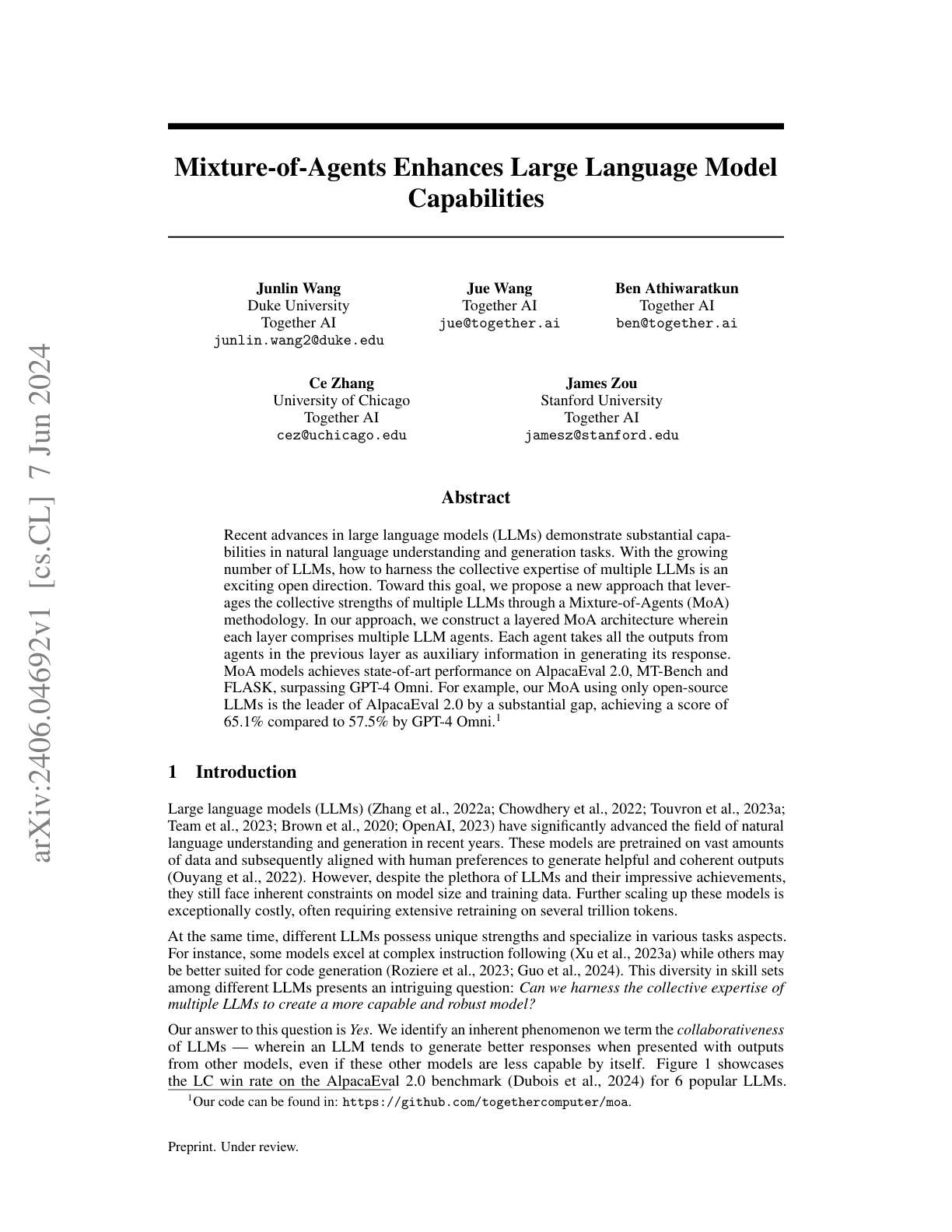 Mixture-of-Agents