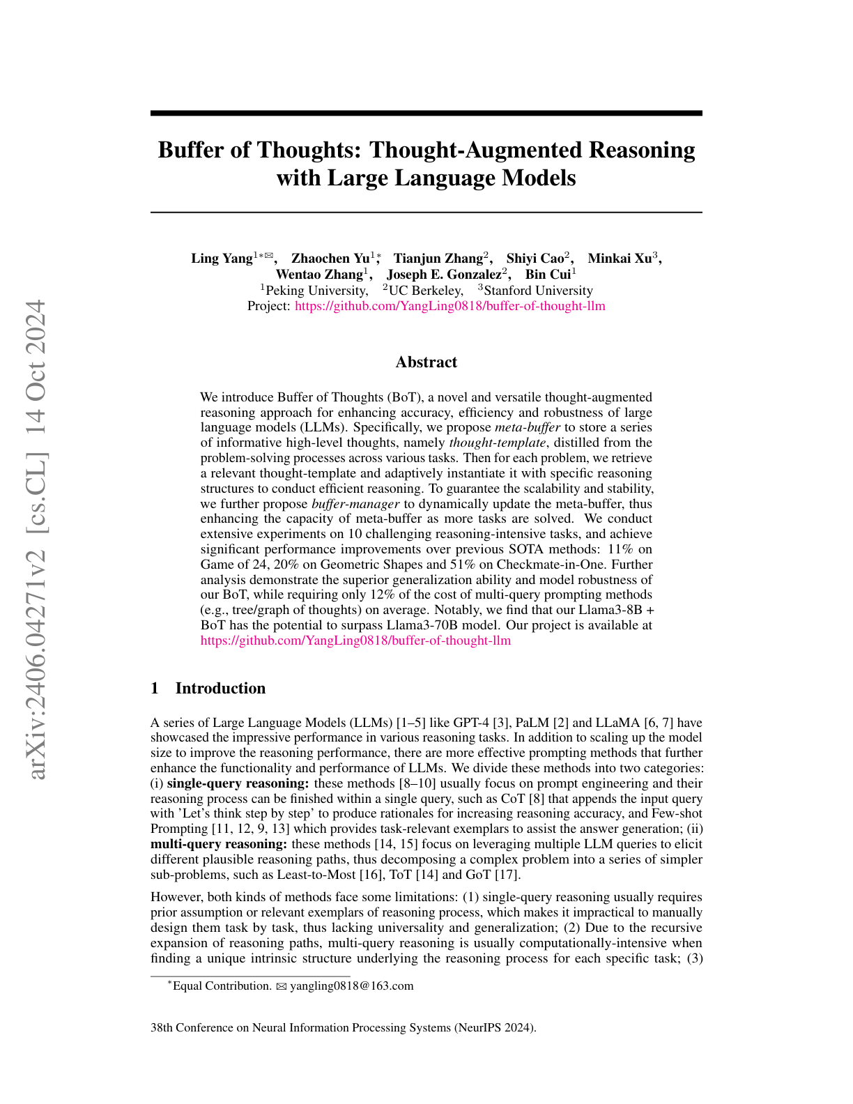 Buffer of Thoughts