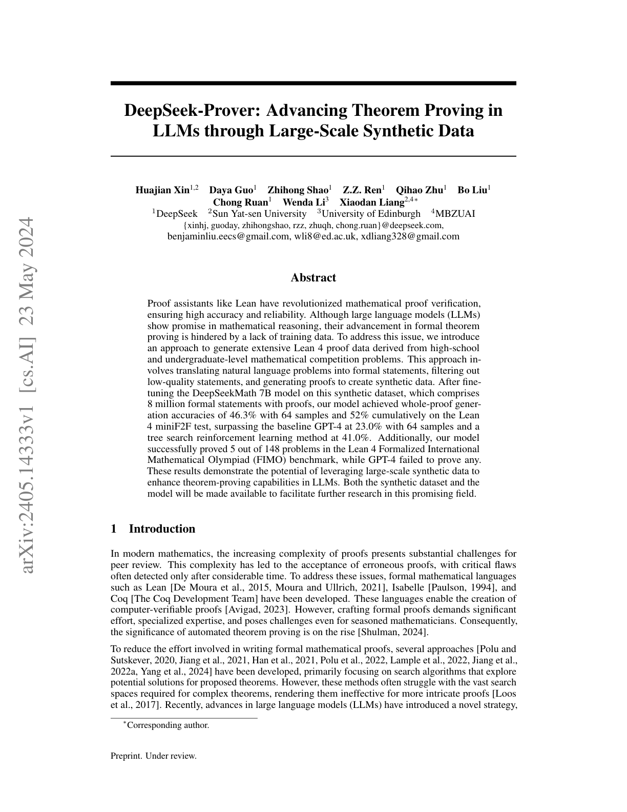 DeepSeek-Prover
