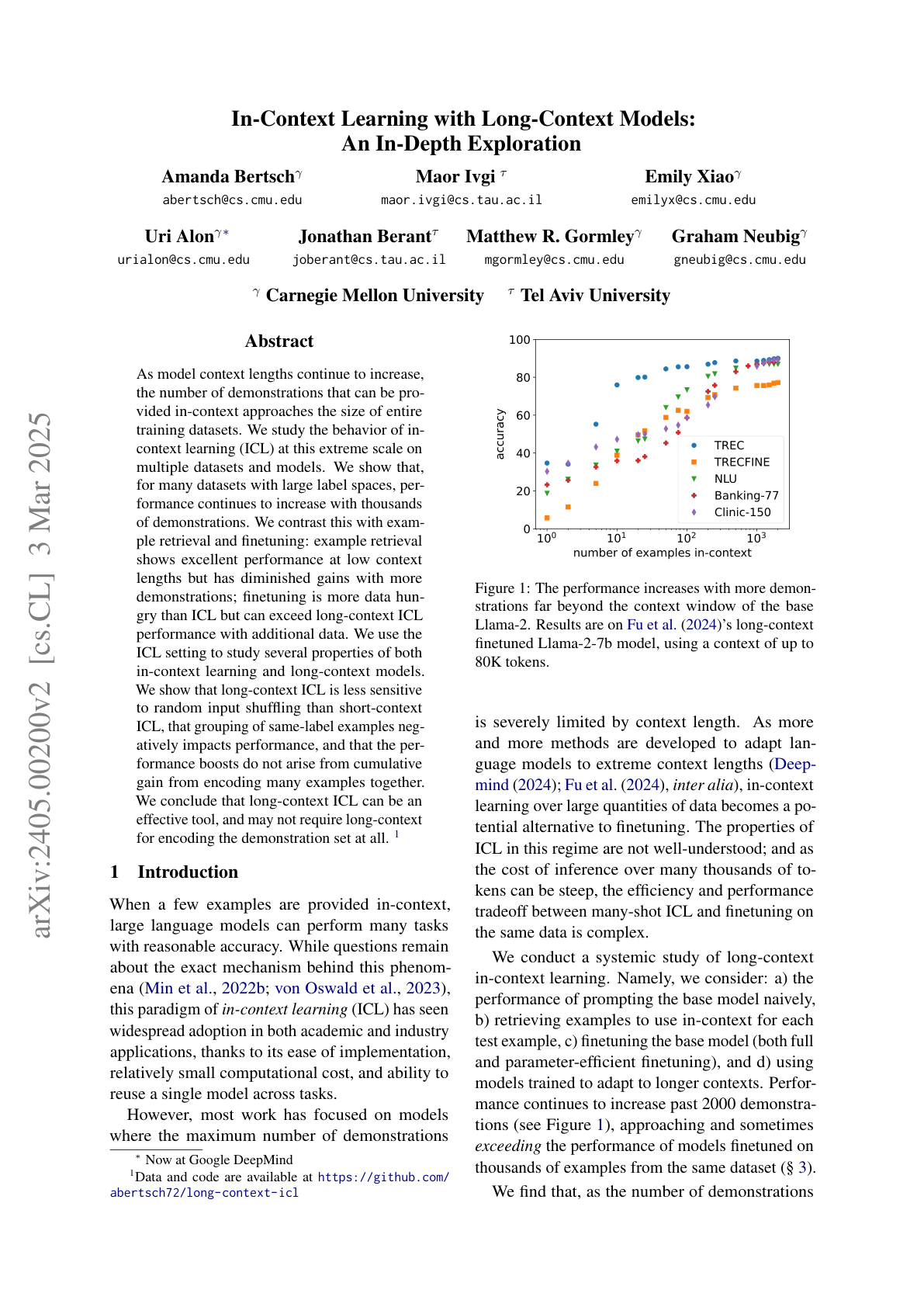 In-Context Learning with Long-Context Models
