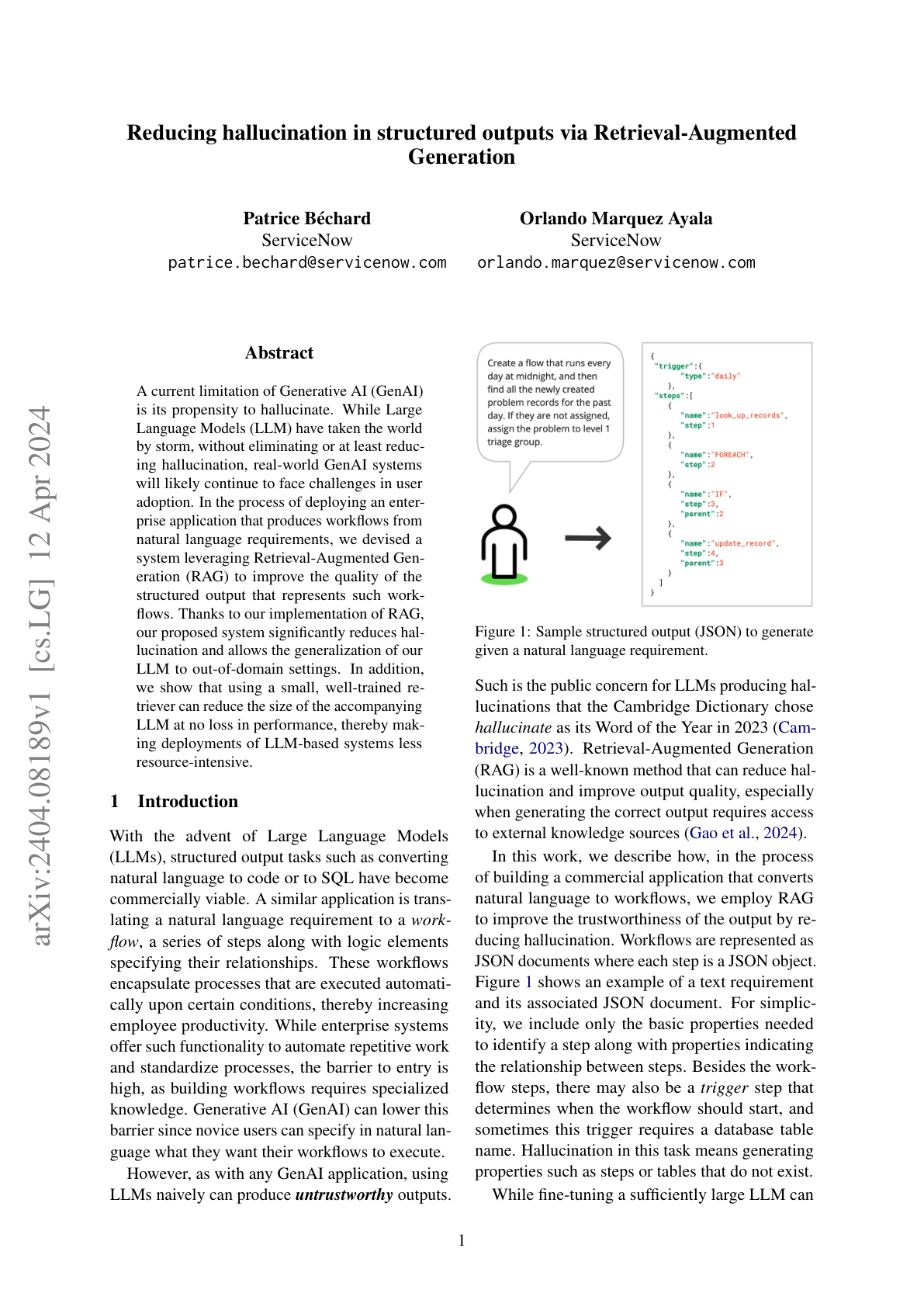 Reducing Hallucination in Structured Outputs via RAG