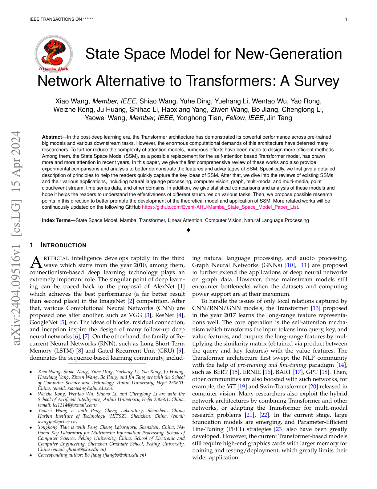 A Survey on State Space Models