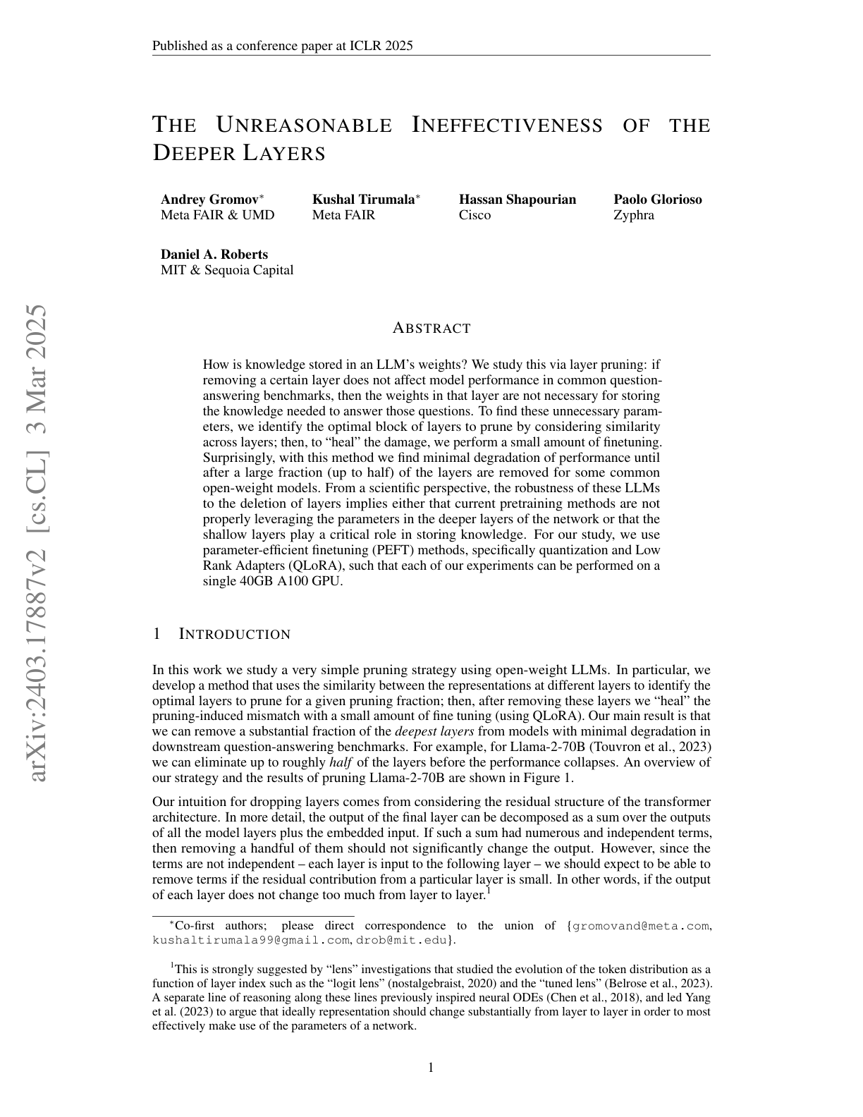 The Unreasonable Ineffectiveness of the Deeper Layers