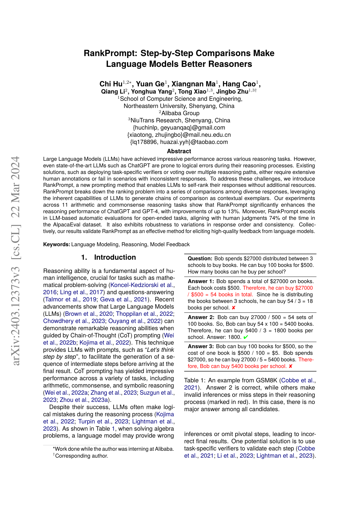 RankPrompt: Step-by-Step Comparisons Make LLMs Better Reasoners