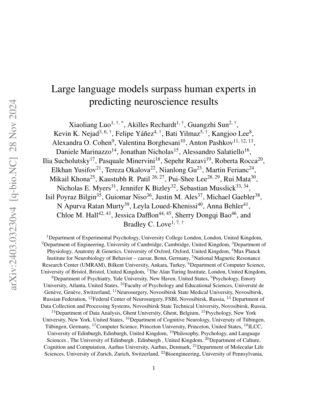 LLMs Predict Neuroscience Results (BrainBench)