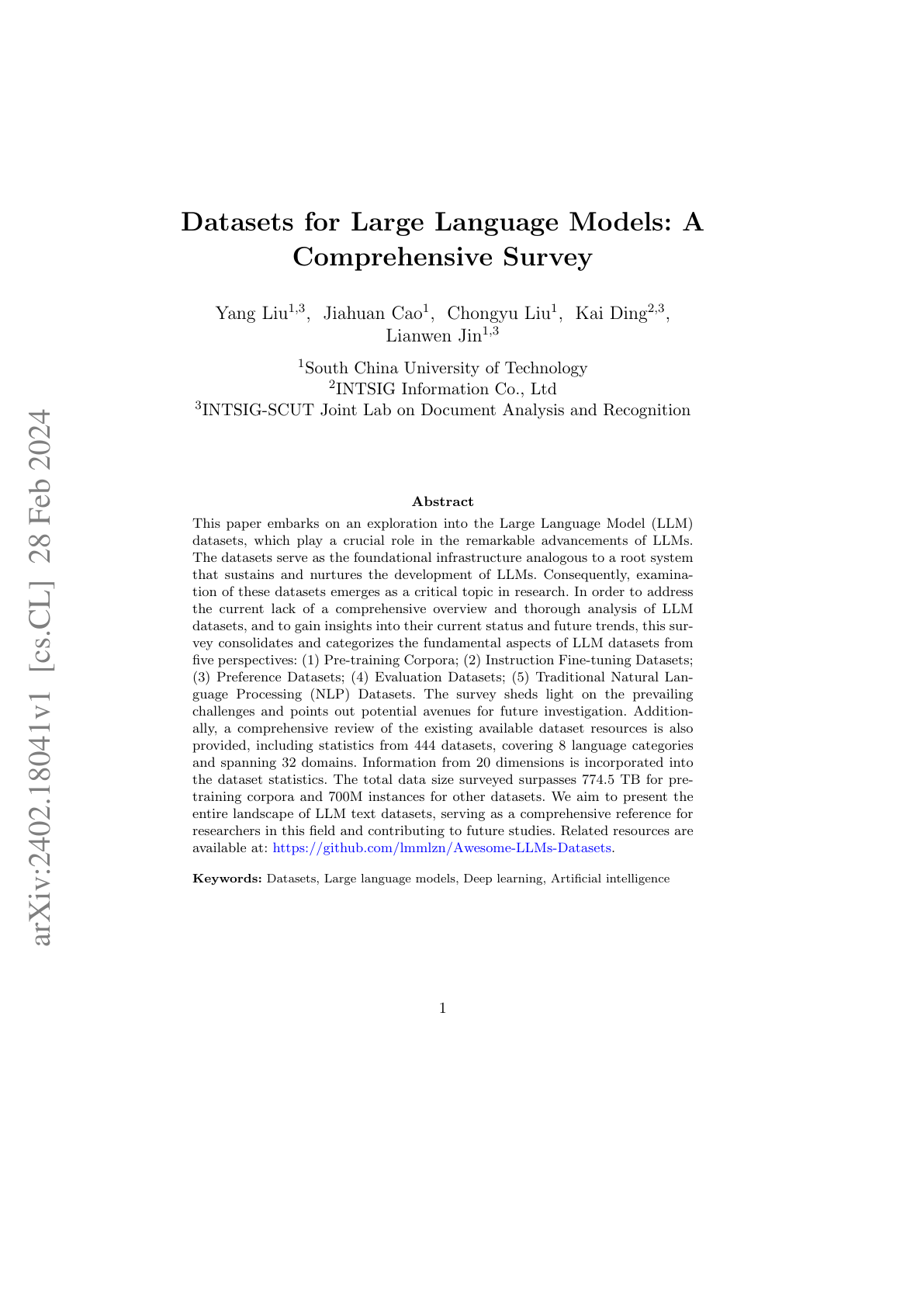 Datasets for LLMs: A Comprehensive Survey