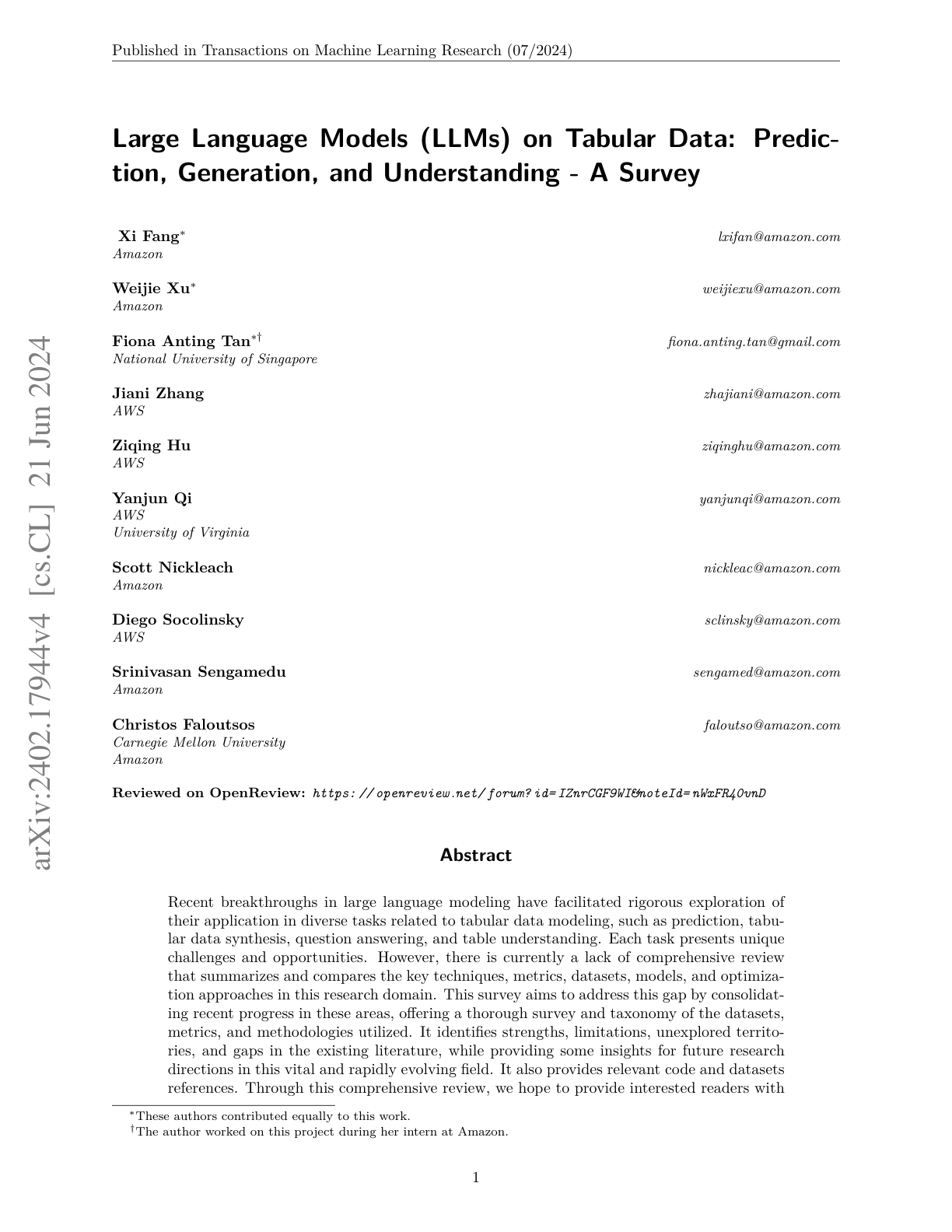 LLMs on Tabular Data: A Survey