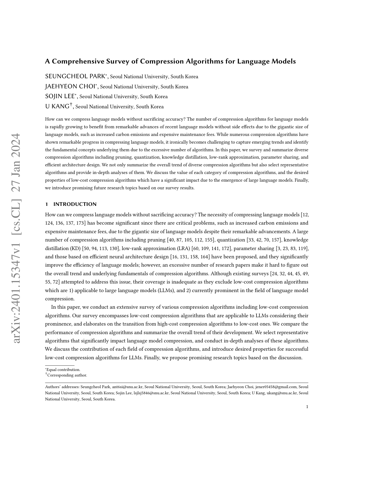 Compression Algorithms for LLMs