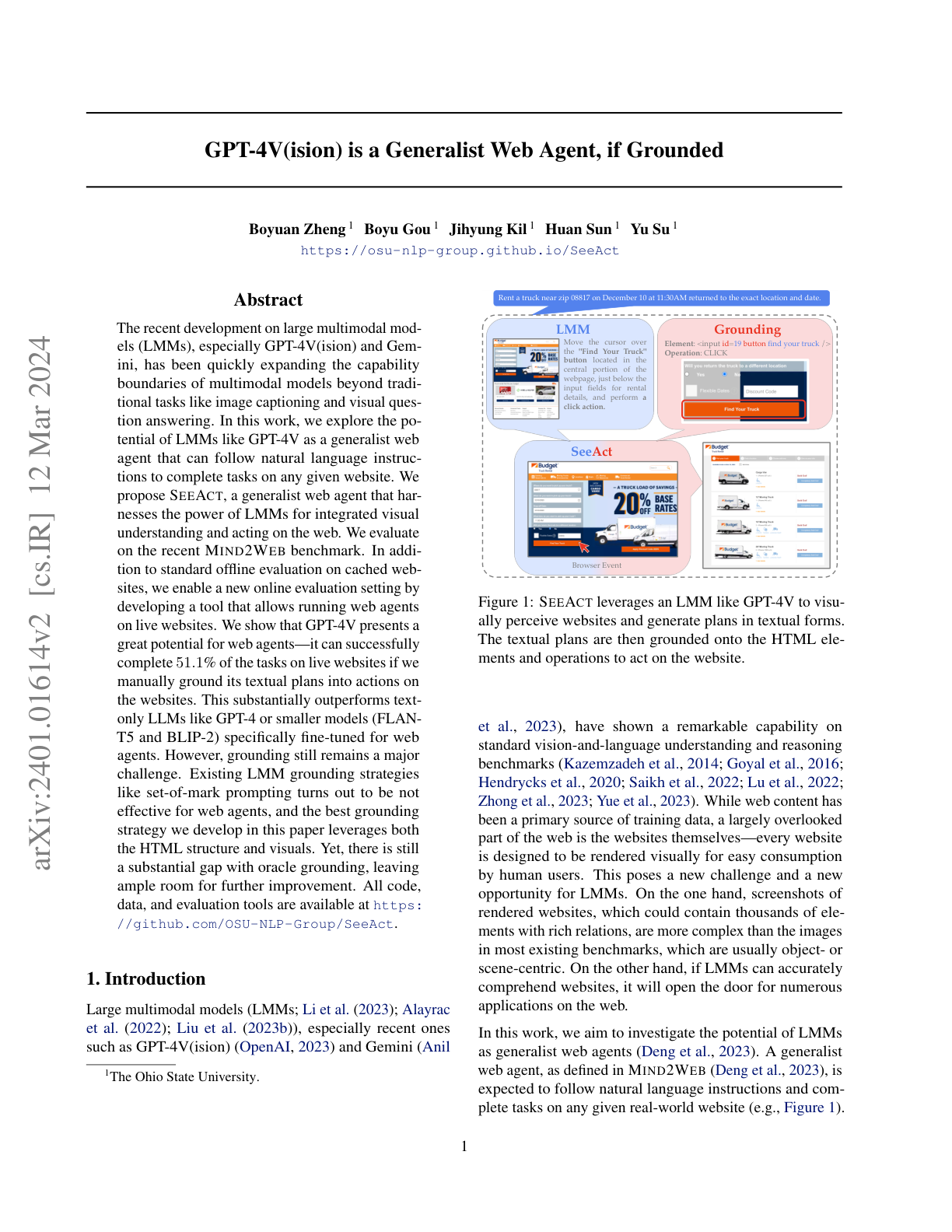 SeeAct (GPT-4V as Generalist Web Agent)
