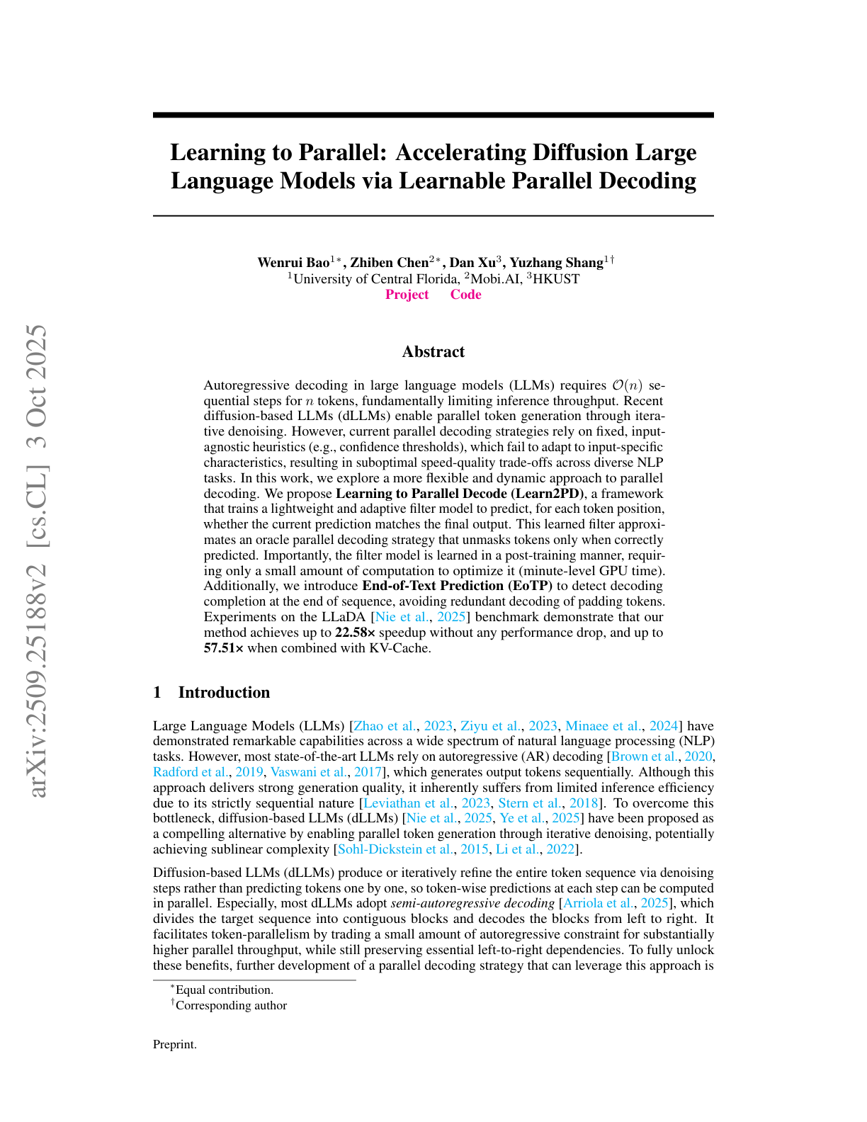 Accelerating Diffusion LLMs
