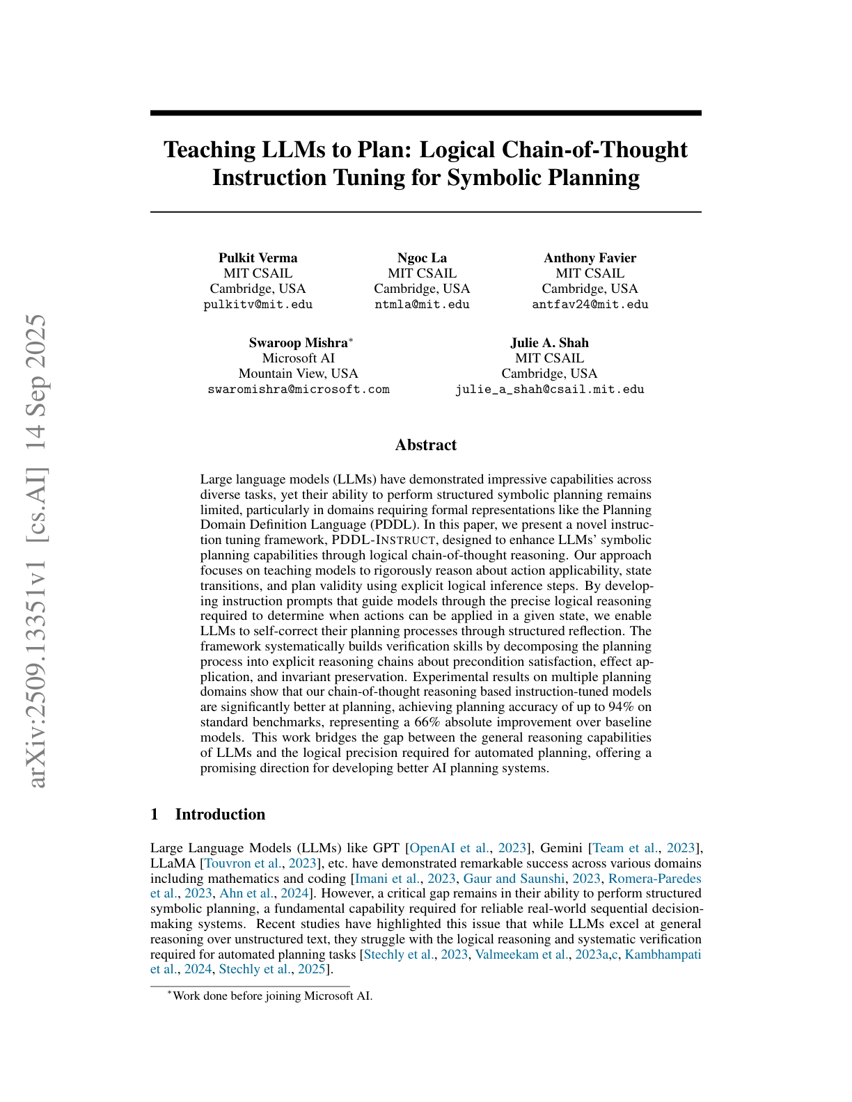 Teaching LLMs to Plan