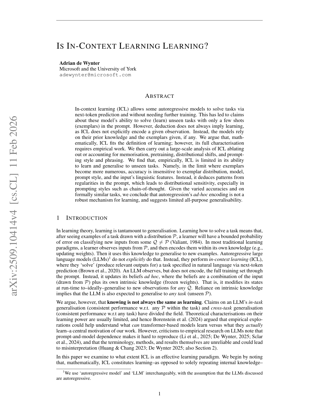Is In-Context Learning Learning?
