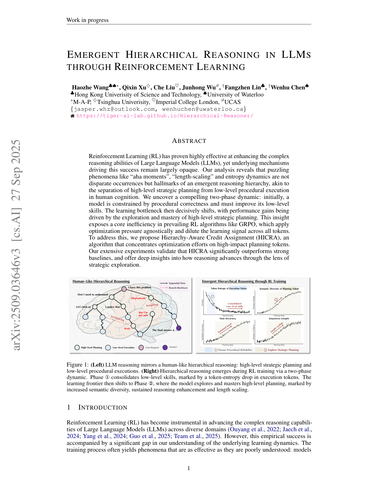 Emergent Hierarchical Reasoning