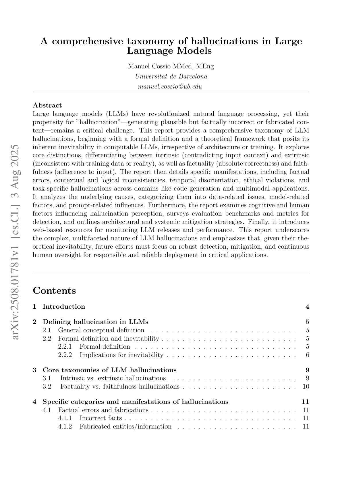 A Comprehensive Taxonomy of Hallucinations