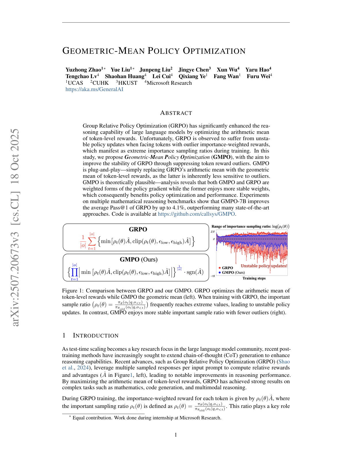 Geometric-Mean Policy Optimization