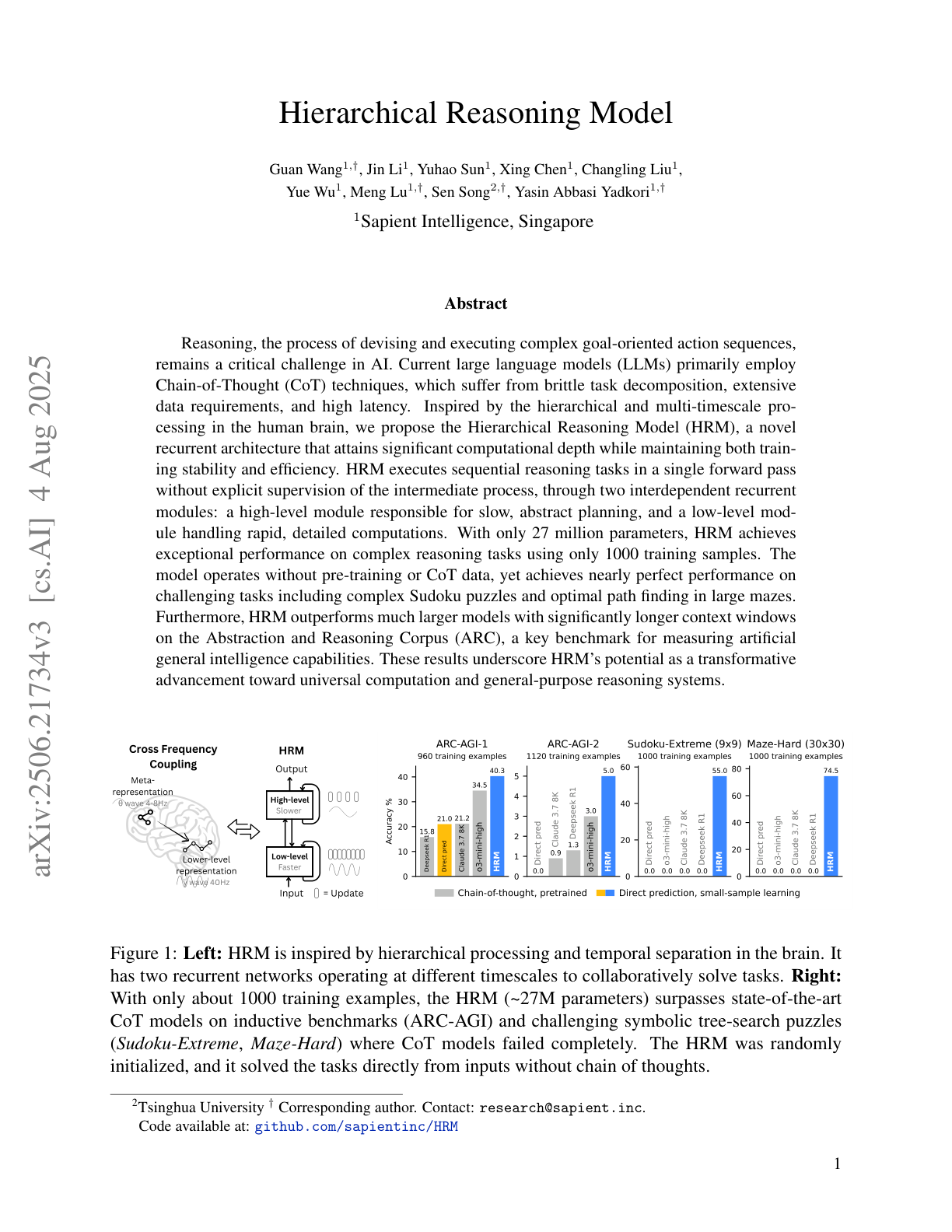 Hierarchical Reasoning Model