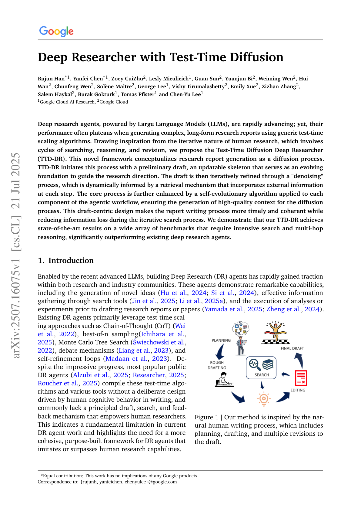 Deep Researcher with Test-Time Diffusion