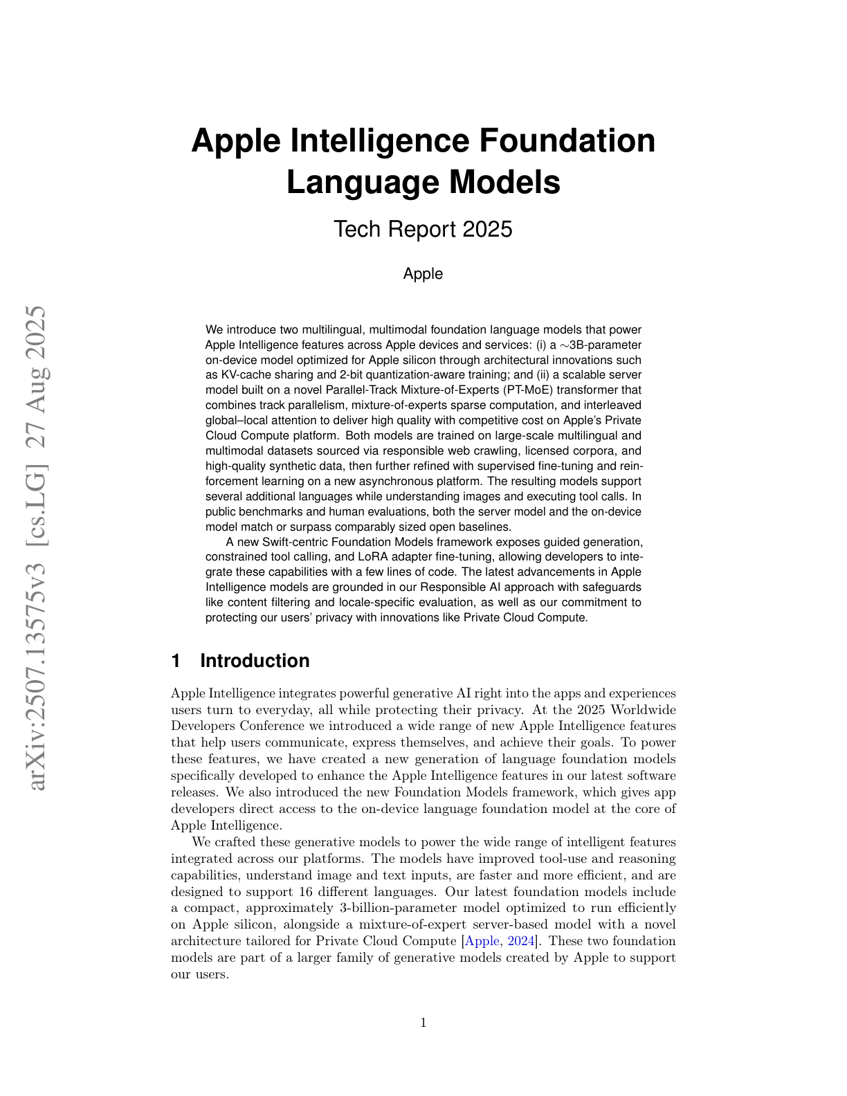 Apple Intelligence Foundation Language Models