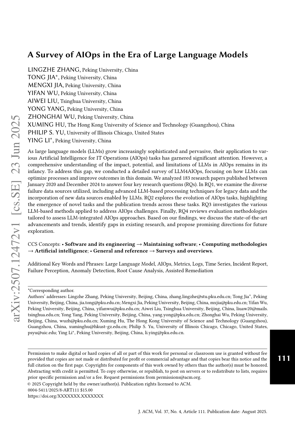 A Survey of AIOps