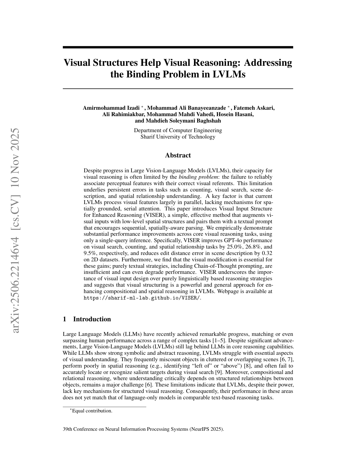 Visual Structures Help Visual Reasoning