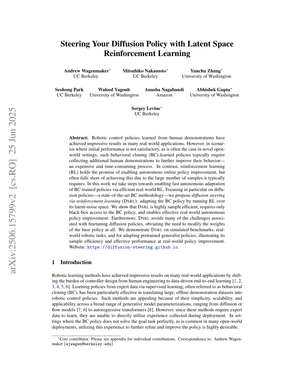 Diffusion Steering via RL